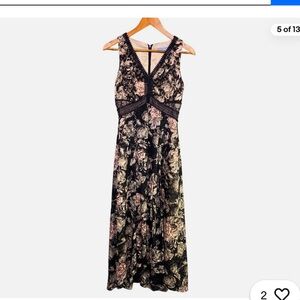 Floral Sleeveless Dress - Black and Pink